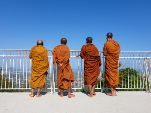 Buddhist Monks Contemplating the Screnery